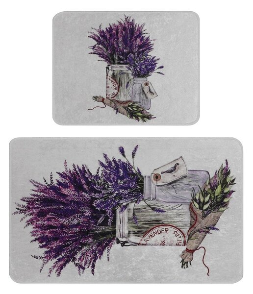 Лилави-светлосиви килими за баня в комплект от 2 бр. 60x100 cm Purpura – Foutastic