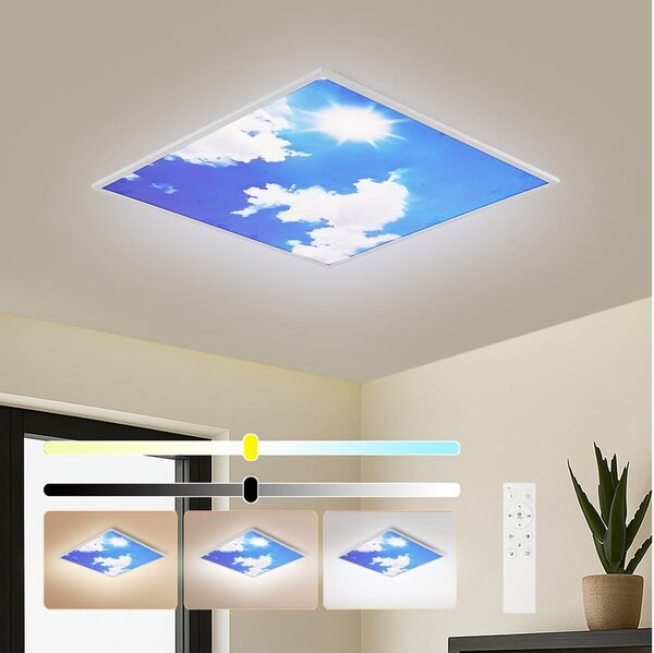 Brilagi-LED Димируемо осветително тяло SLIMFRAME SKY LED/58W/230V 60x60 см сребристо/синьо+дистанционно управление