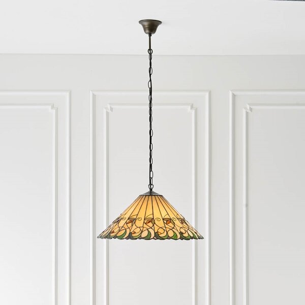 Endon 64194 - Полилей с верига Tiffany JAMELIA 3xE27/60W/230V, Ø 50 см