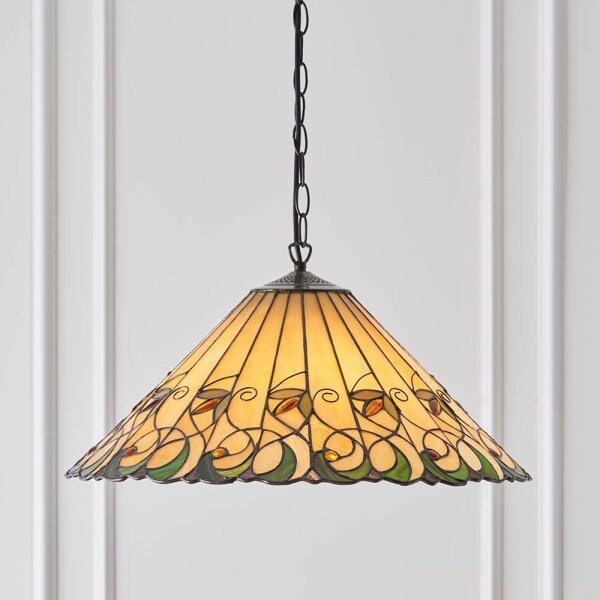 Endon 64194 - Полилей с верига Tiffany JAMELIA 3xE27/60W/230V, Ø 50 см