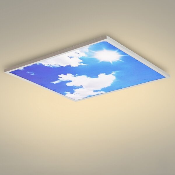 Brilagi-LED Димируемо осветително тяло SLIMFRAME SKY LED/58W/230V 60x60 см сребристо/синьо+дистанционно управление