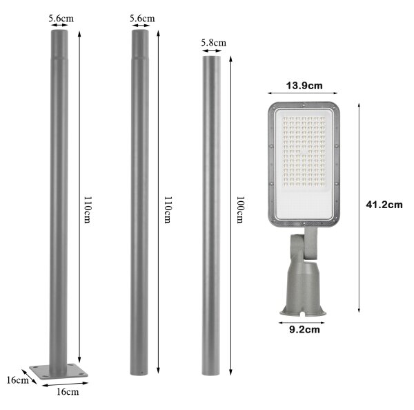 BRILAGI -LED външна лампа със стълб и kl. 3 m URBANLIGHT LED/50W/230V сива IP65