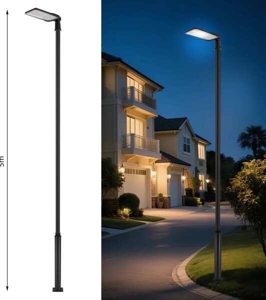 Brilagi-LED URBANLIGHT външна лампа със стълб и кабел 5 m LED/200W/230V черна IP65