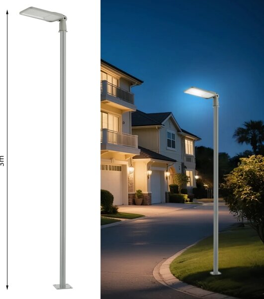 Brilagi-LED Външна лампа със стълб, височина 3 m, URBANLIGHT LED/200W/230V, сива, IP65