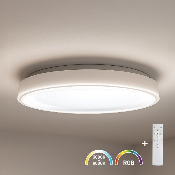 LED RGBW плафон MELO, с възможност за димиране, LED/36W/230V 3000-6000K Ø 39 cm, бял + ДУ
