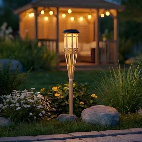 Слънчева LED лампа BAMBOO LED/1,2V 150 mAh 1800K 56 cm IP44 бежова