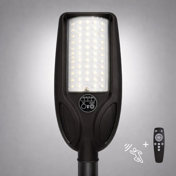 LED димируема соларна улична лампа със сензор VENICE 50W/4000 mAh IP65 черна + дистанционно