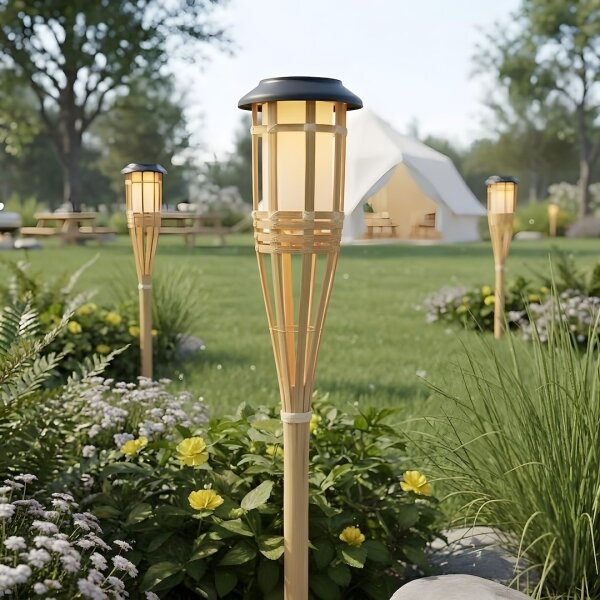 Слънчева LED лампа BAMBOO LED/1,2V 150 mAh 1800K 56 cm IP44 бежова