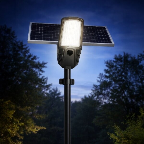 LED димируема улична лампа KOBRA със сензор и соларен панел 400W/24000 mAh IP65 антрацит + дистанционно управление