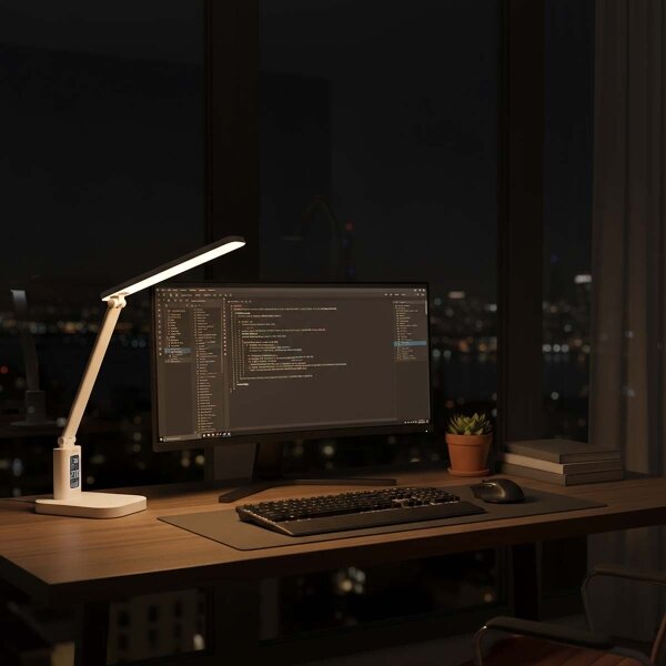 Nedis LTLRC10WT - LED димируема презареждаема лампа с дисплей 7,5W/1200 mAh 3000/4000/5700K бяла