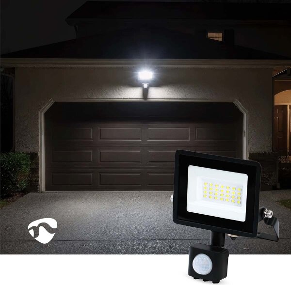 Nedis LLFLP16BLK - LED прожектор със сензор за движение и сумрак LED/20W/230V IP44