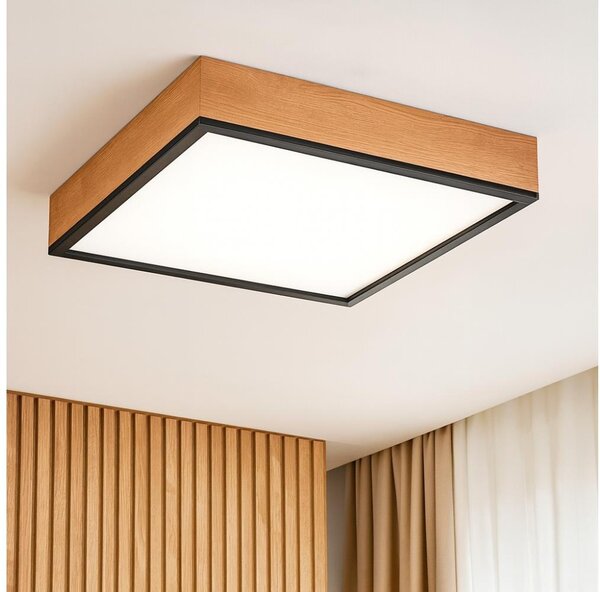 Плафон OAK SQUARE 4xE27/15W/230V 48x48 см дъб/черен