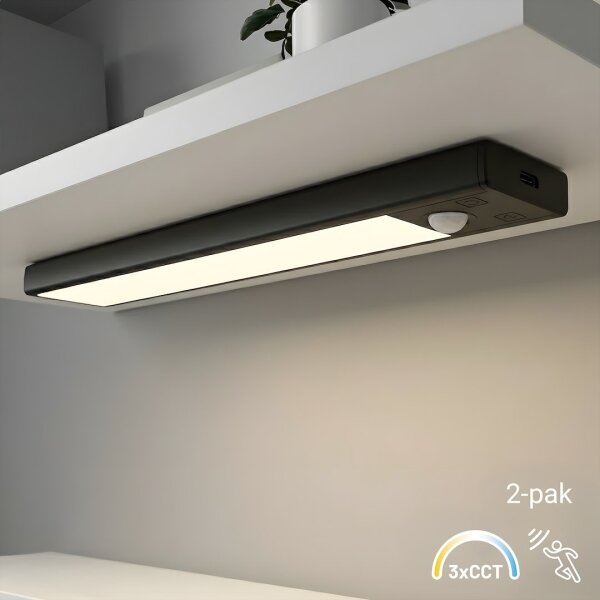 КОМПЛЕКТ 2x LED презареждаемо мебелно осветление със сензор VIRO LED/1W/800 mAh 20 cm CCT черно