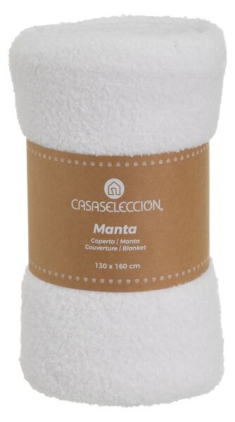 Бяло одеяло от шерпа 130x160 cm Sherpa Bouclé – Casa Selección