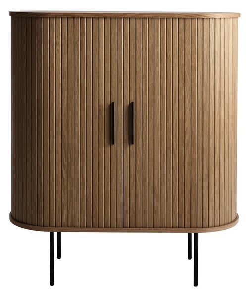 Кафяв шкаф за вино от дъбов декор с плъзгащи се врати 100x118x40 cm Nola – Unique Furniture