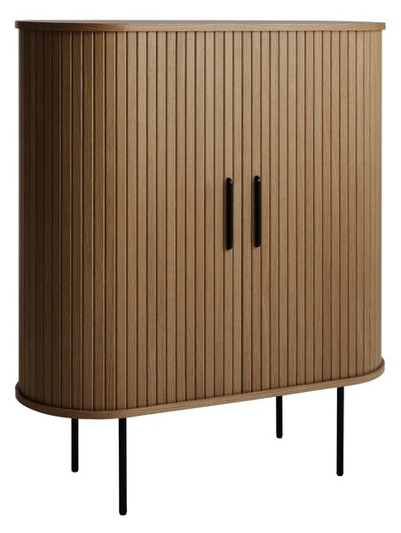 Кафяв шкаф за вино от дъбов декор с плъзгащи се врати 100x118x40 cm Nola – Unique Furniture