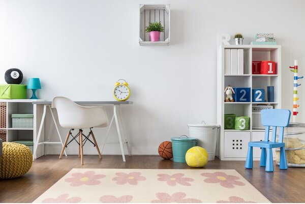 Детски килим в цвят слонова кост и розово 80x150 cm Dazzy Rose – FD