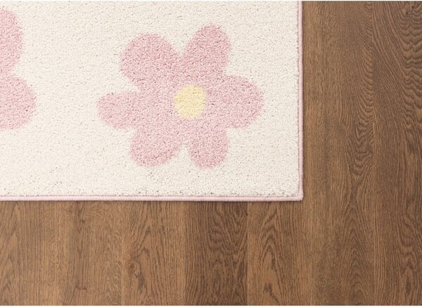 Детски килим в цвят слонова кост и розово 80x150 cm Dazzy Rose – FD