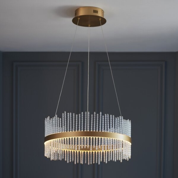 Endon 107671 - LED Димируем пендел ADRIEL LED/41W/230V 3000K златист/прозрачен