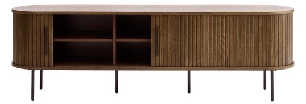 Кафява маса за телевизор от дъбов декор 180x56x45 cm Nola – Unique Furniture