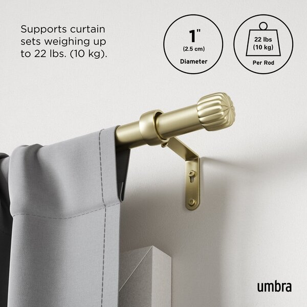 Стоманен разширяем прът за завеси в златист цвят 91 - 168 cm Cleo – Umbra