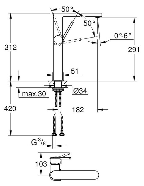 Смесител за баня GROHE Plus, хром, XL размер