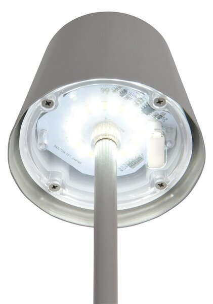 Сива LED настолна лампа с метален абажур (височина 21 cm) Diaz – Reality