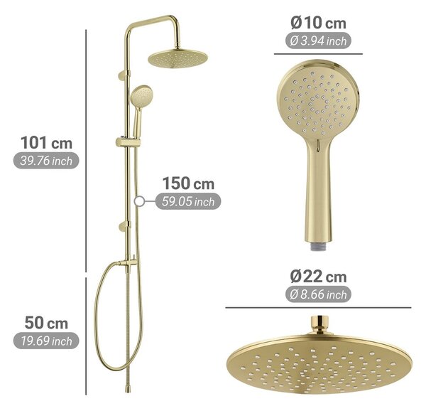 Матово златист душ комплект от неръждаема стомана 101 cm Young Line – Wenko