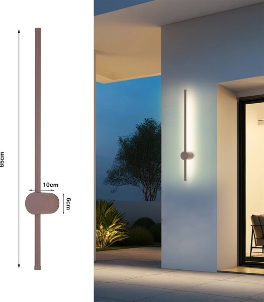 Brilagi - LED външен стенен аплик AURA LED/12W/230V 3000K IP54 65 cm кафяв CRI 90