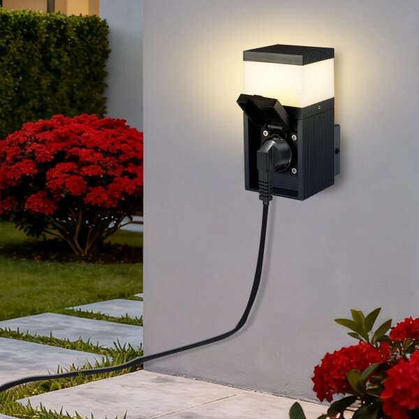Brilagi - Външна лампа PILLAR със SCHUKO контакт 1xG9/11W/230V IP44 антрацит