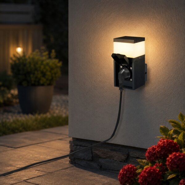 Brilagi - Външна лампа PILLAR със SCHUKO контакт 1xG9/11W/230V IP44 антрацит
