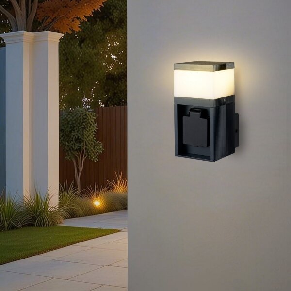 Brilagi - Външна лампа PILLAR със SCHUKO контакт 1xG9/11W/230V IP44 антрацит