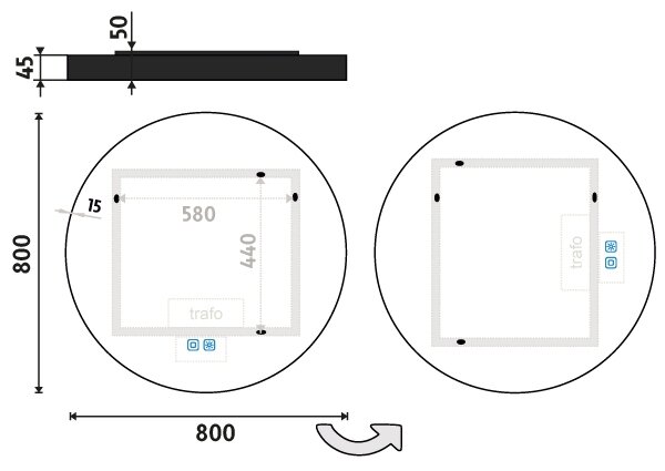 NIMCO ZPC 31002RVX-90 - LED огледало за баня с подсветка 3000-6500K 80 см IP44
