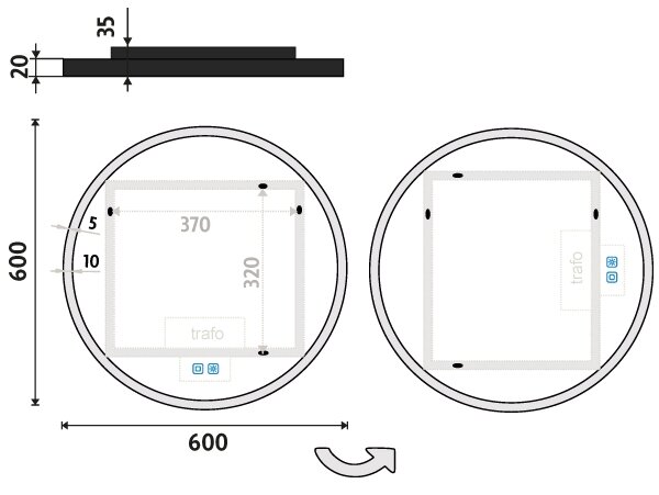 NIMCO ZPC 28000RVX-90 - LED огледало за баня, цветна температура 3000-6500K, диаметър 60 см, IP44
