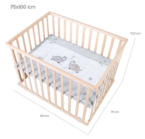 Кошара за игра на колелца в естествен цвят 100x75 cm Jumbo Twins – Roba