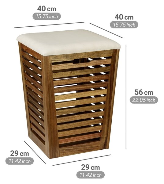 Дървен кош за пране в тъмно естествен цвят 55 l Fondi – Wenko