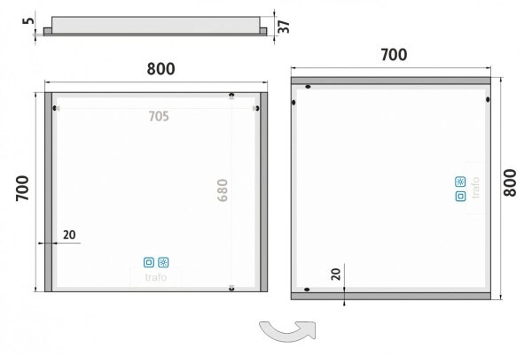 NIMCO ZP 11003VX - LED огледало за баня с вградена подсветка 3000-6500K 70x80 cm IP44