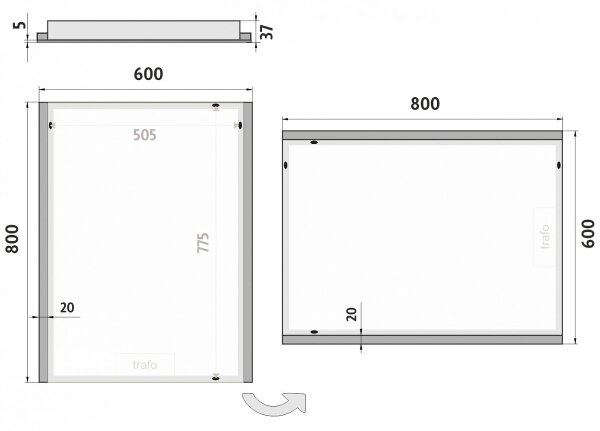NIMCO ZP 11002 - LED огледало за баня с подсветка 6500K 80x60 cm IP44