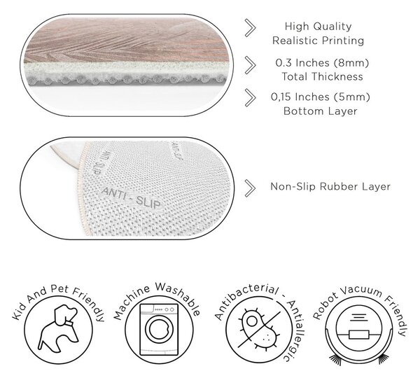 Светлорозов кръгъл килим подходящ за пране ø 80 cm Dusty Leaves – Mila Home