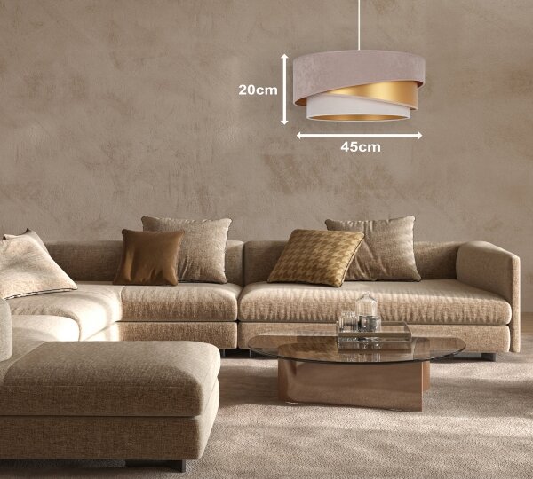 Duolla - Пендел KOBO 1xE27/15W/230V Ø 45 см бежов/златист/кремав