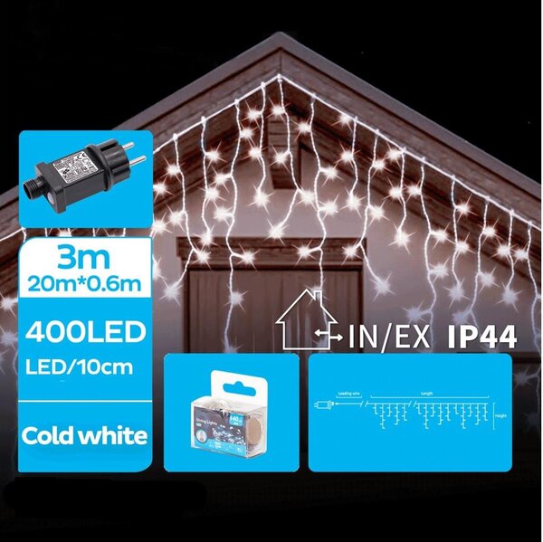 Brilagi - LED външен гирлянд 400 LED/8 режима 23x0,6m IP44 студено бяло