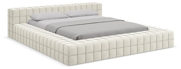 Кремаво двойно тапицирано легло с включена подматрачна рамка 140x200 cm Akela – Makamii