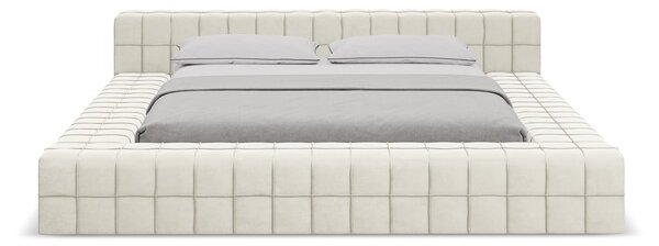Кремаво двойно тапицирано легло с включена подматрачна рамка 140x200 cm Akela – Makamii