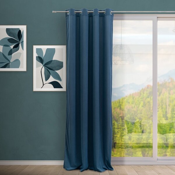 Синьо перде от рипсено кадифе 140x260 cm Merely – Casa Selección