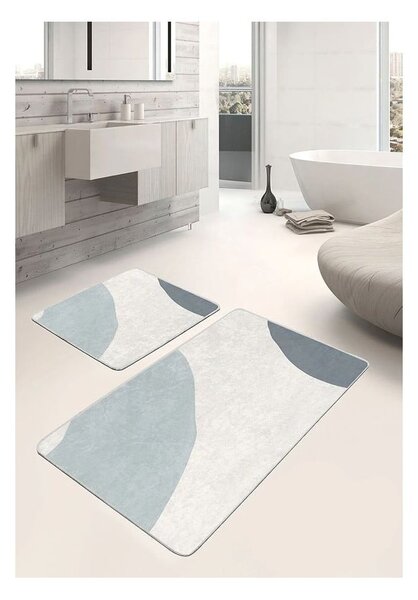Сиви кремави кадифени постелки за баня в комплект от 2 бр. 60x100 cm Abstract Shapes – Mila Home