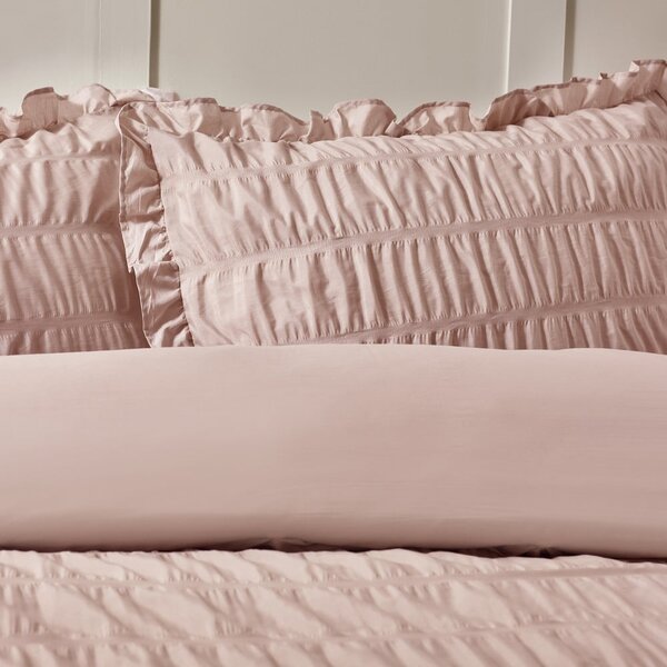 Розово двойно крепово спално бельо 200x200 cm Seersucker Frill – Catherine Lansfield