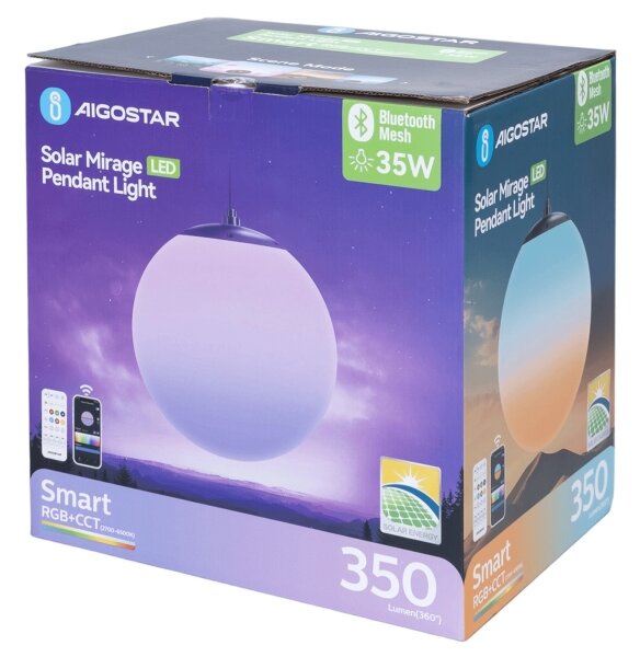 Aigostar-LED RGBW Соларен полилей MESH 35W/3,7V 8000 mAh 2700K-6500K IP65 Ø 30 cm