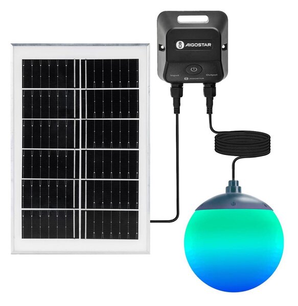 Aigostar LED RGBW MESH соларен полилей 20W/3,7V 4000 mAh 2700K-6500K IP65, диаметър 15 cm