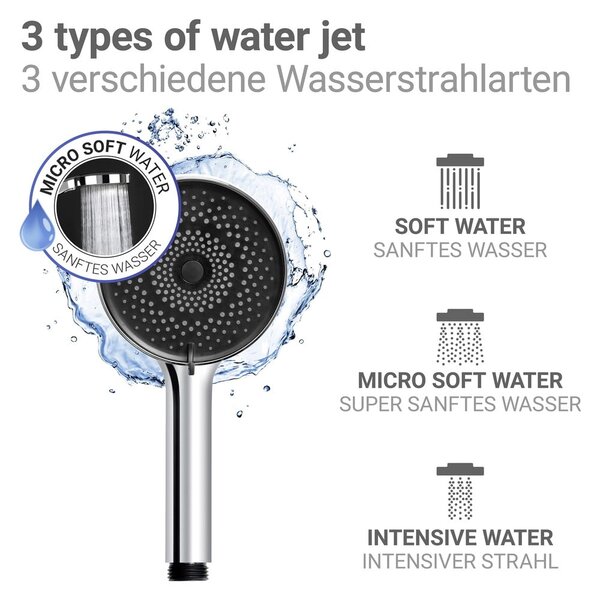 Пластмасова душ глава в сребрист цвят ø 12 cm Softwater – Wenko
