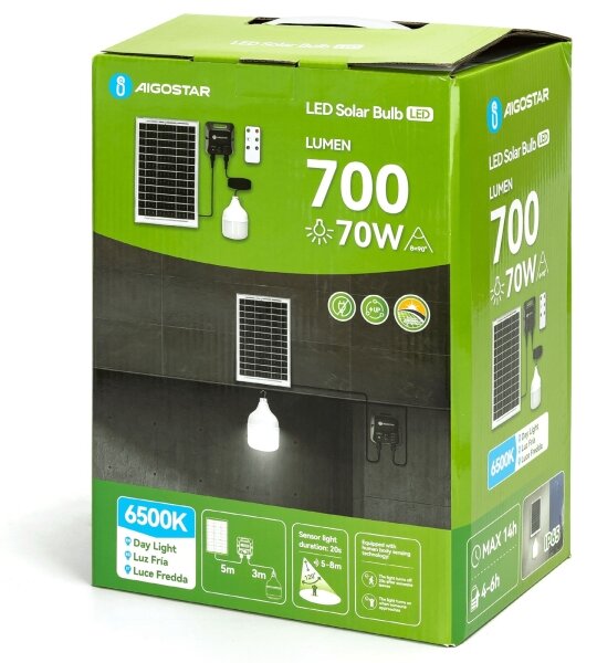 Aigostar - LED Соларен полилей със сензор LED/70W/12V 6000 mAh 6500K Ø 12 см